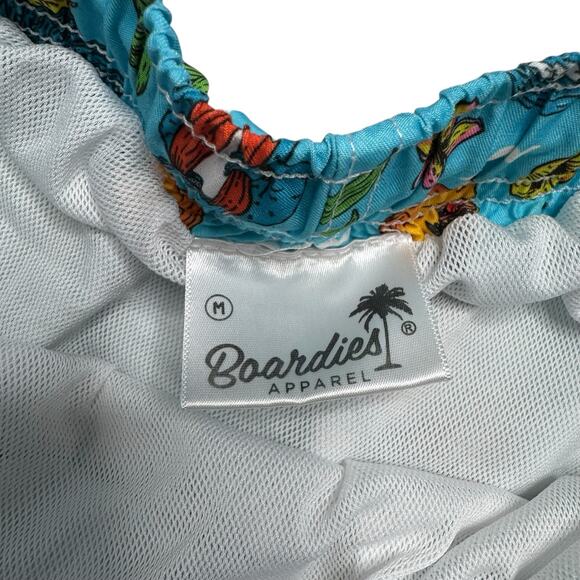 MULGA X BOARDIES Koala Beach Mens Shorties Swim Shorts Sz Medium Blue Tropical - Picture 3 of 9